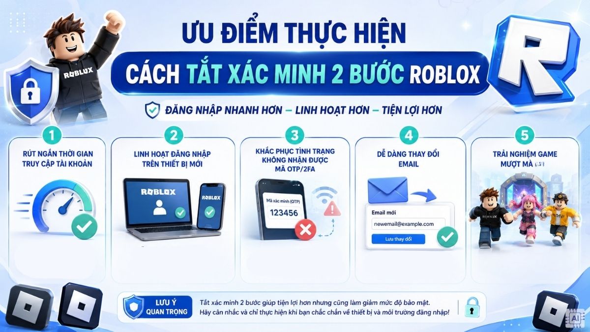 Ưu nhược điểm của tắt xác minh 2 bước Roblox