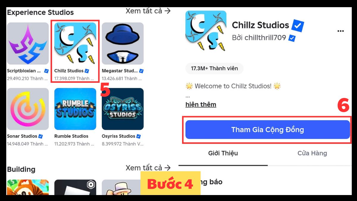 Tham gia nhóm trong Roblox trên điện thoại