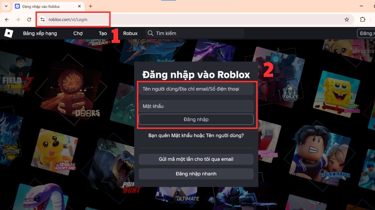 Tham gia nhóm trong Roblox trên máy tính