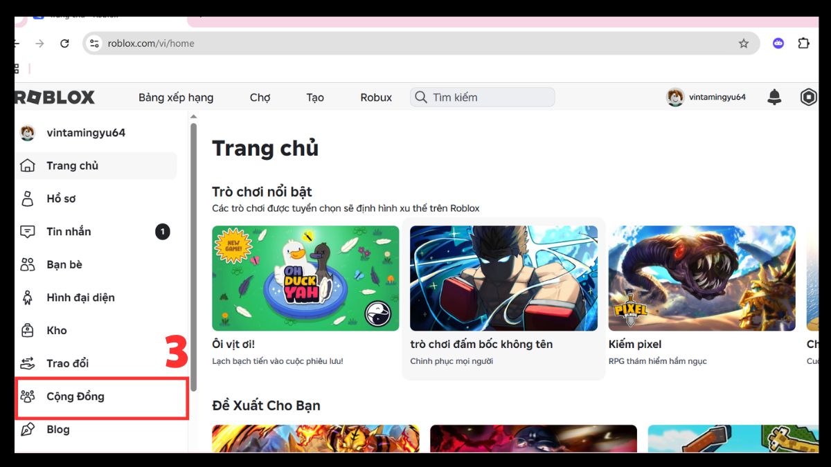 Tham gia nhóm trong Roblox trên máy tính