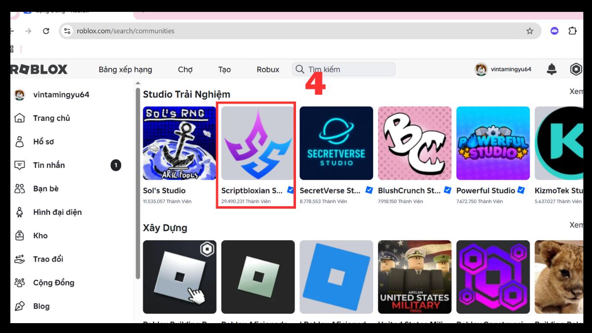 Tham gia nhóm trong Roblox trên máy tính