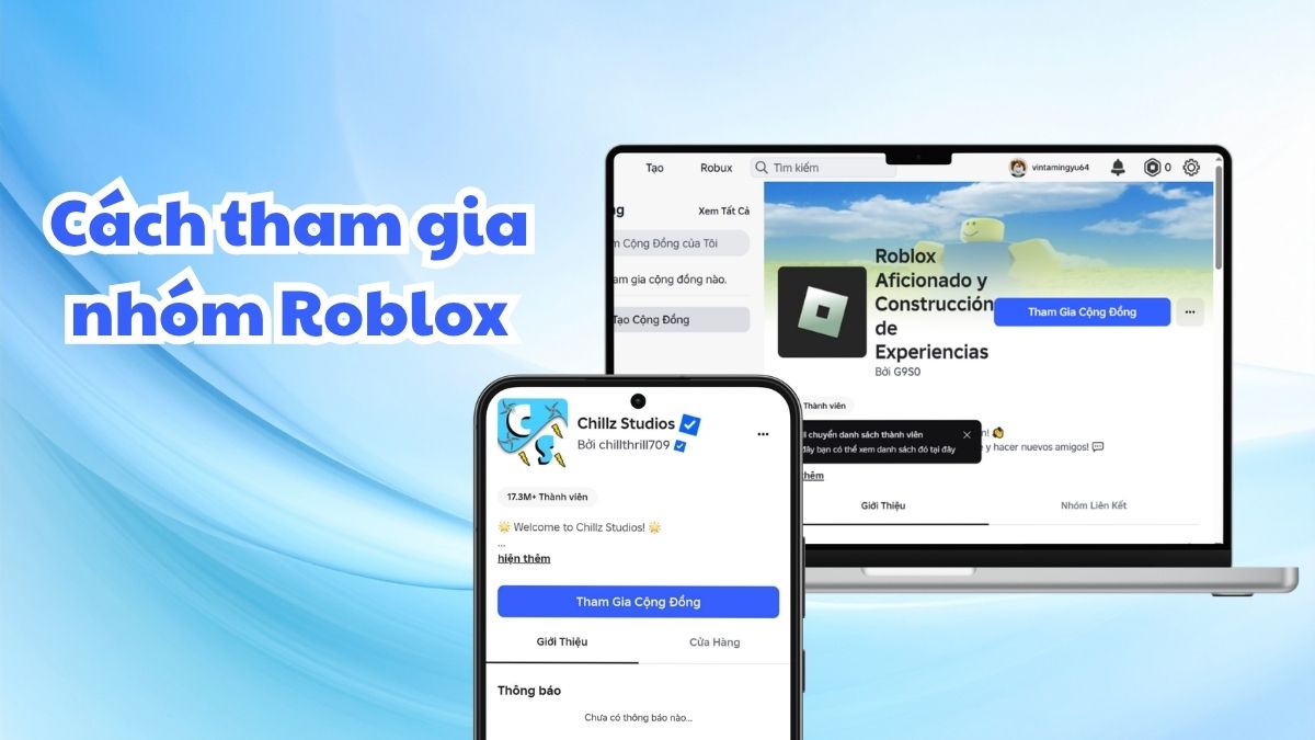 Cách tham gia nhóm Roblox trên điện thoại & máy tính