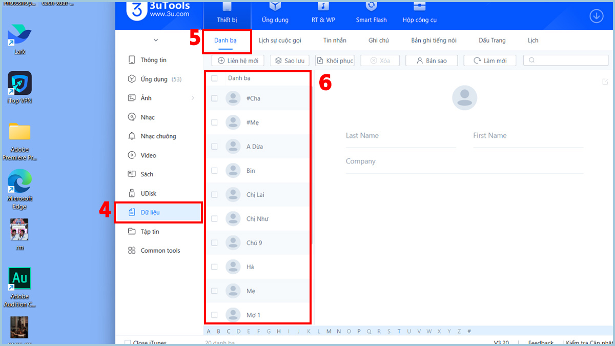 Xuất danh bạ iPhone bằng 3uTools
