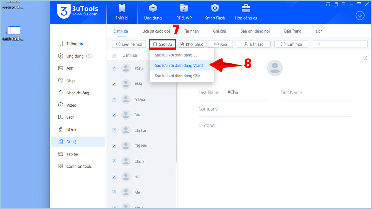 Xuất danh bạ iPhone bằng 3uTools