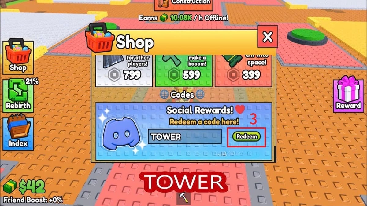 Hướng dẫn nhập code game Build a Tower bước 3