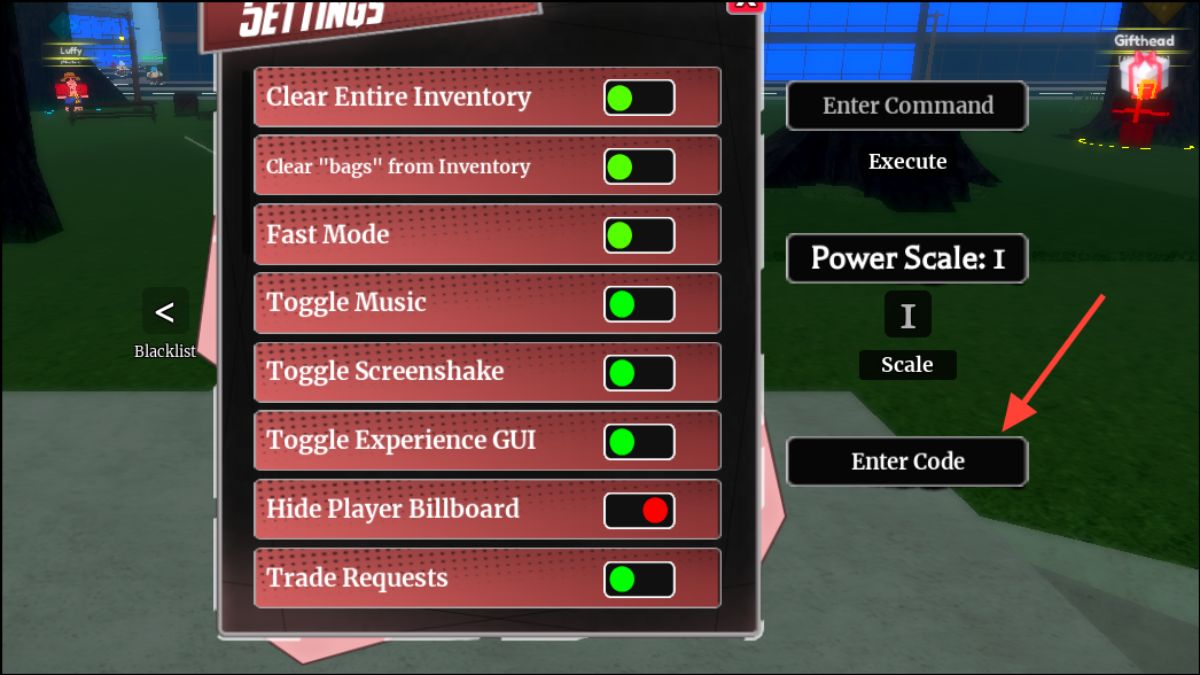 Hướng dẫn cách nhập code RE XL Roblox - Bước 3