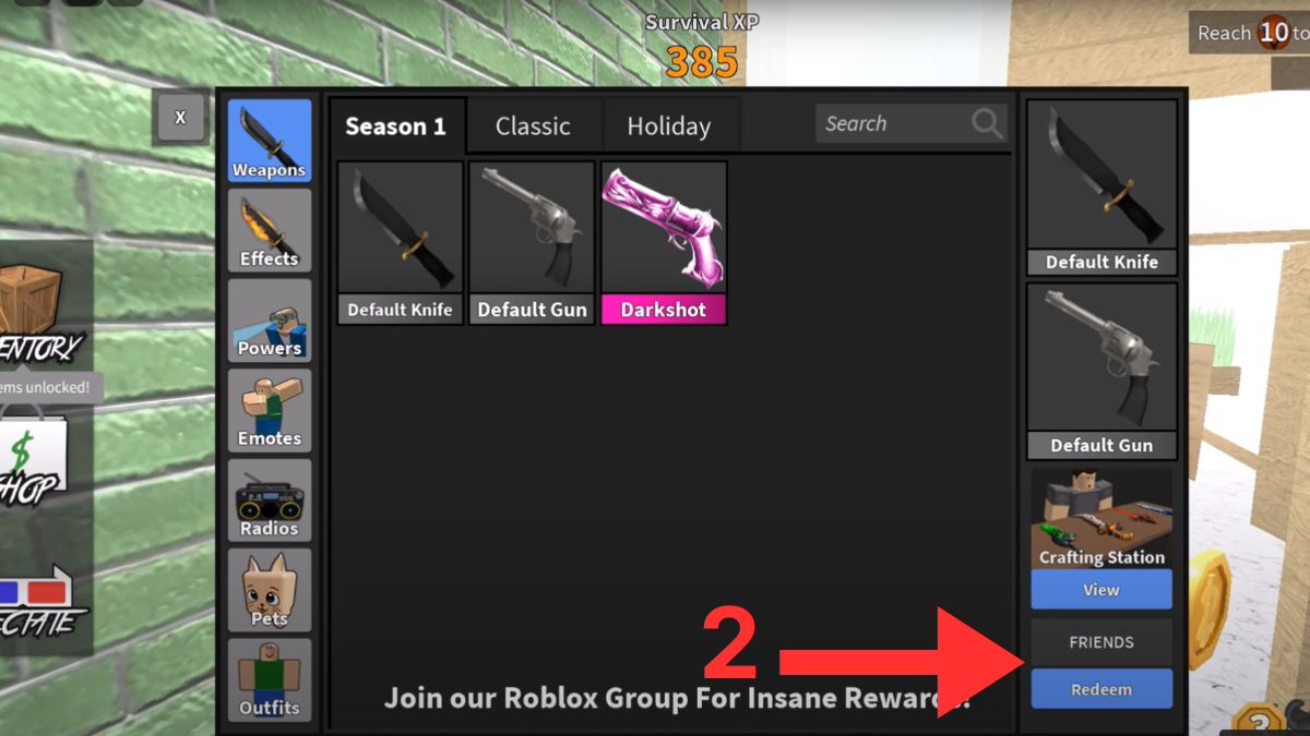 Cách nhập code San's MM2 bước 2