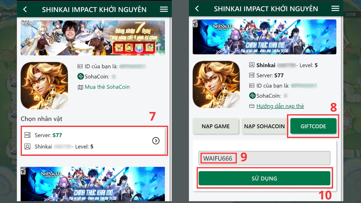 Cách nhập code Shinkai Impact