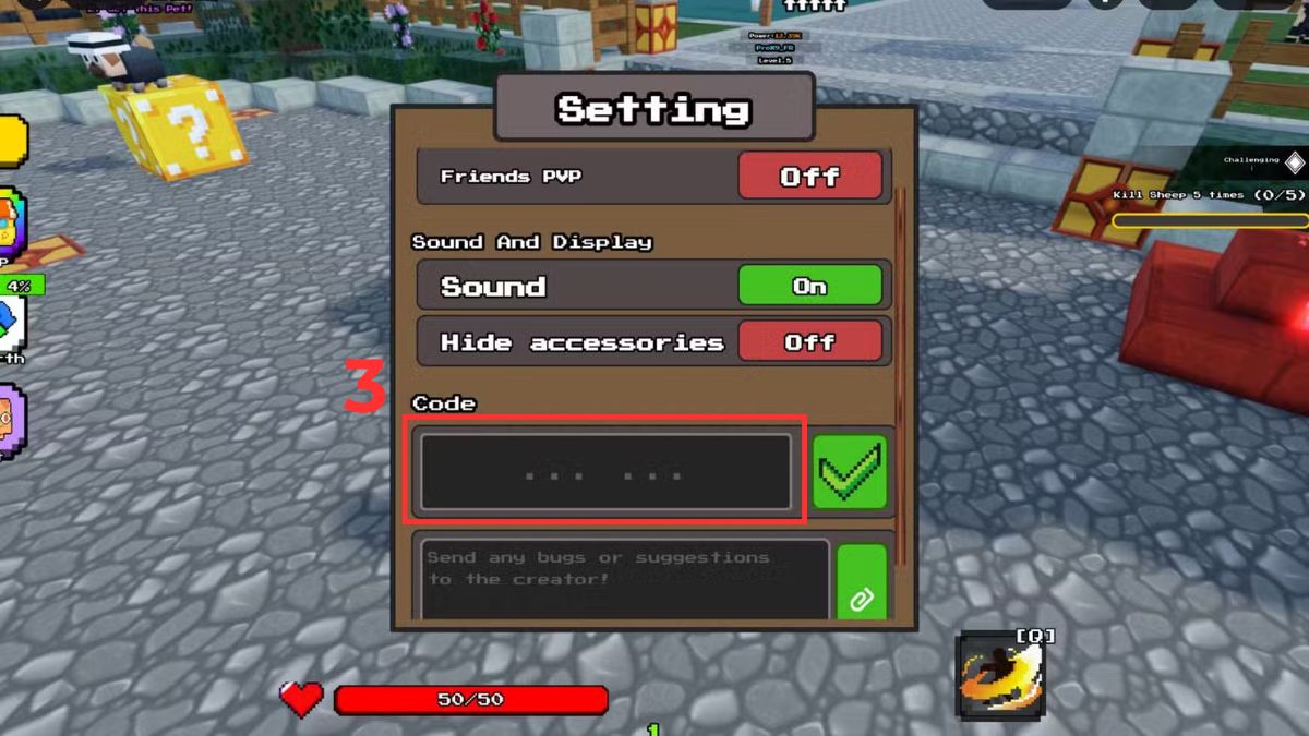 Hướng dẫn cách nhập code Slasher Blade Loot