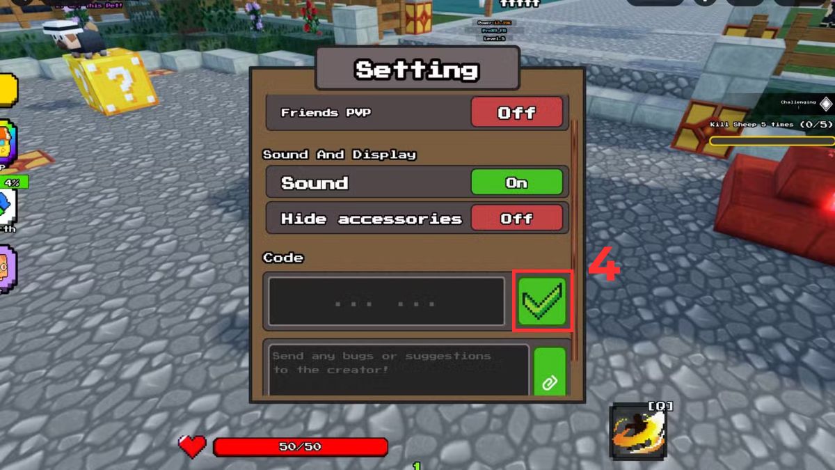 cách nhập code Slasher Blade Loot