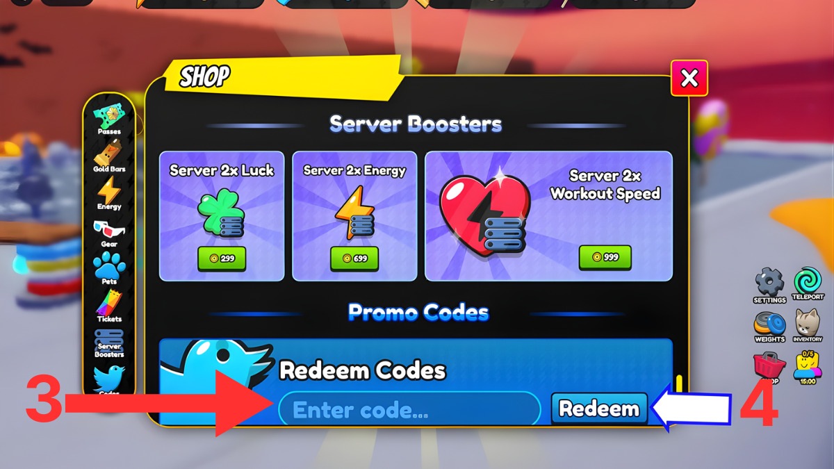 Cách nhập code Strongman Ultra bước 3