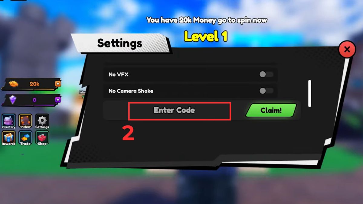 cách nhập code Titan Fishing