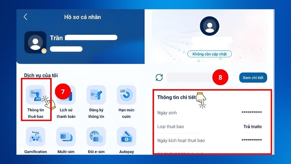 Cách kiểm tra thông tin sim 0703