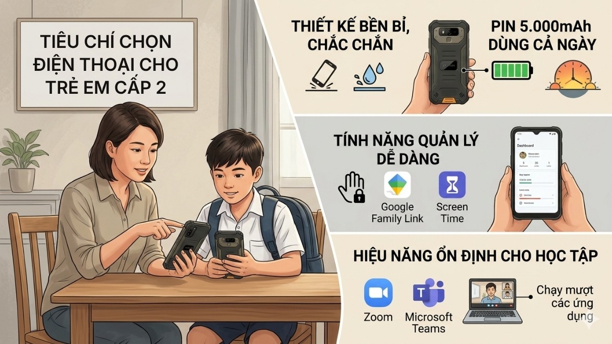 Tiêu chí lựa chọn điện thoại cho học sinh cấp 2