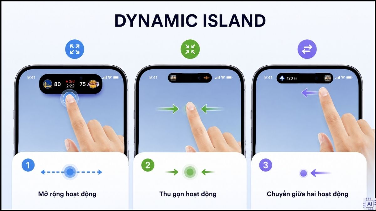 Các thao tác cơ bản trên Dynamic Island