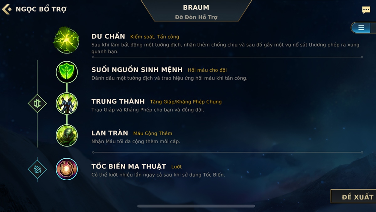 Bảng ngọc nên chọn của Braum