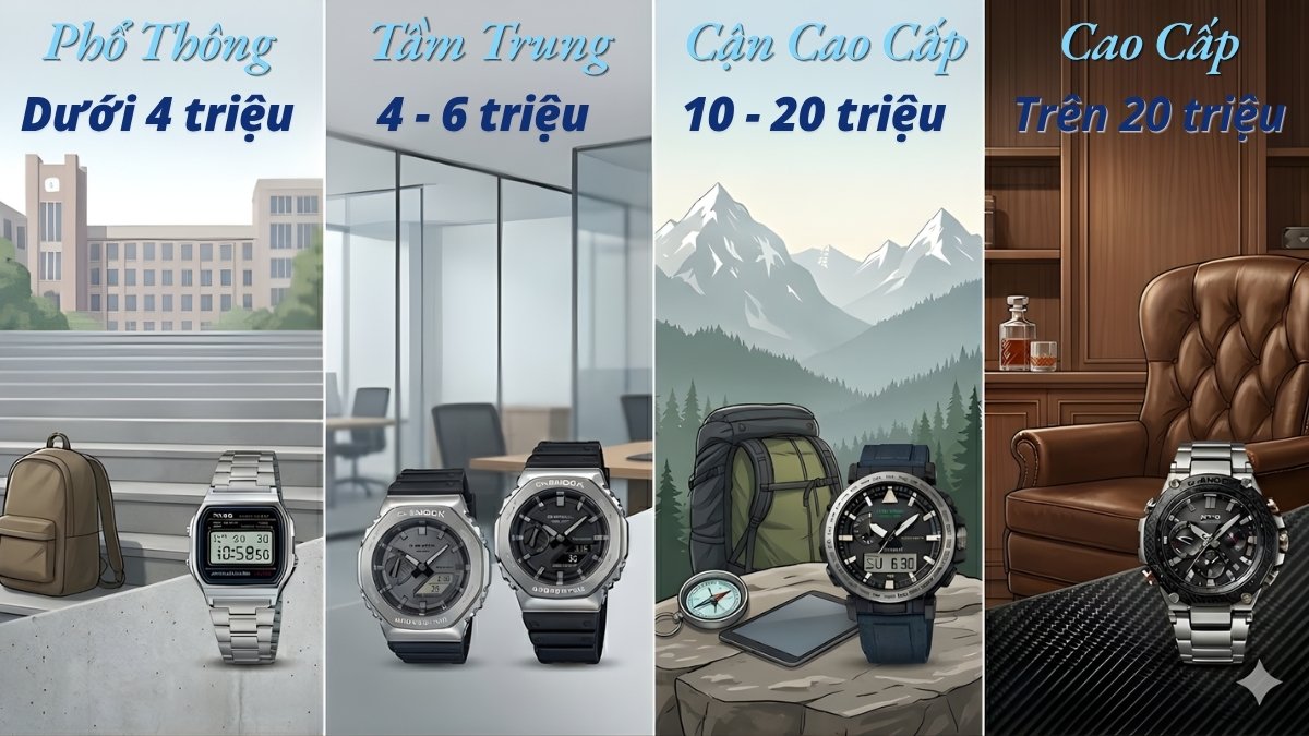 Giá đồng hồ Casio nam phổ biến trên thị trường