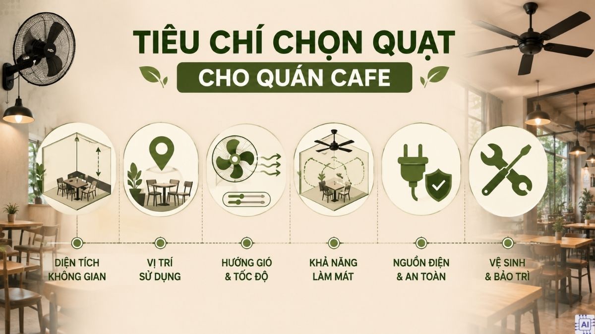 Tiêu chí chọn quạt cho quán cafe