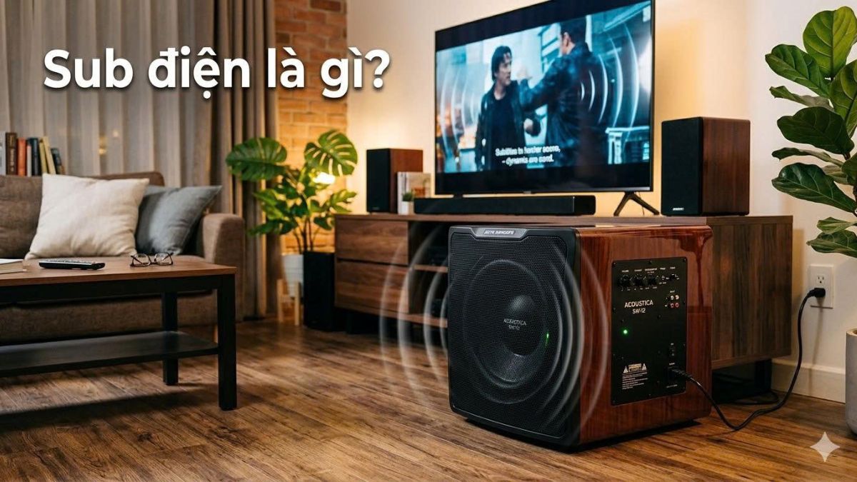 Loa sub điện tích hợp ampli, tái tạo âm trầm mạnh mẽ