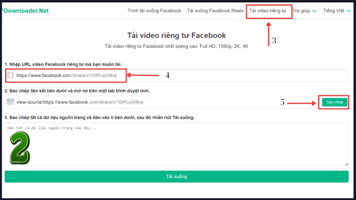 tải video Facebook riêng tư không logo - bước 2