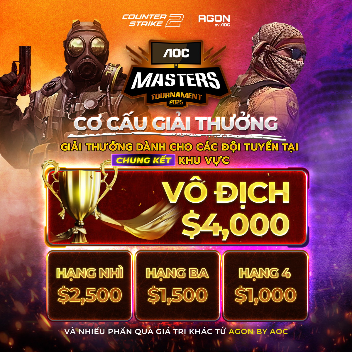 AOC Master 2025 đã trở lại cùng Counter-Strike 2 với tổng giải thưởng nửa tỉ đồng