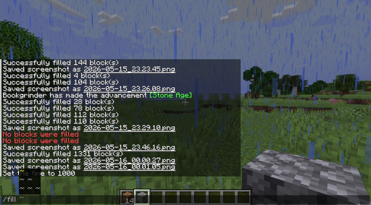 Cách dùng lệnh Fill trong Minecraft