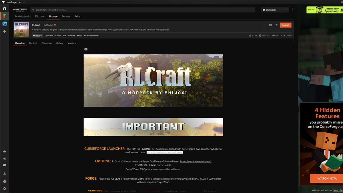 Minecraft: Hướng dẫn cách tải và chơi RLCraft, bản mod biến Minecraft thành đời thực