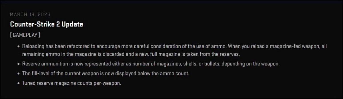 Huyền thoại Counter-Strike 2 tung bản update đạn