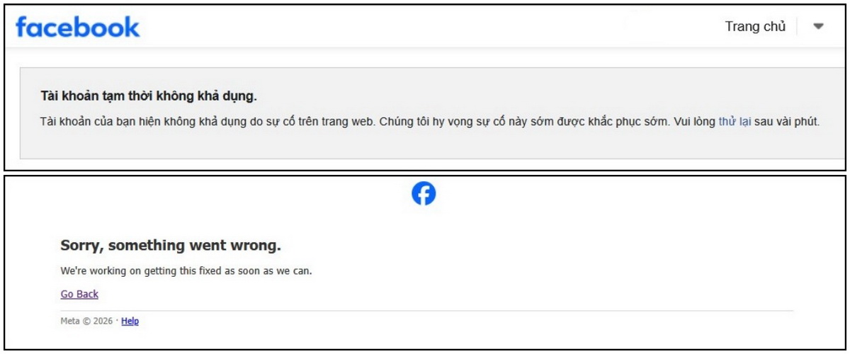 Facebook phiên bản web gặp sự cố ngày 19/7/2026, người dùng không thể truy cập
