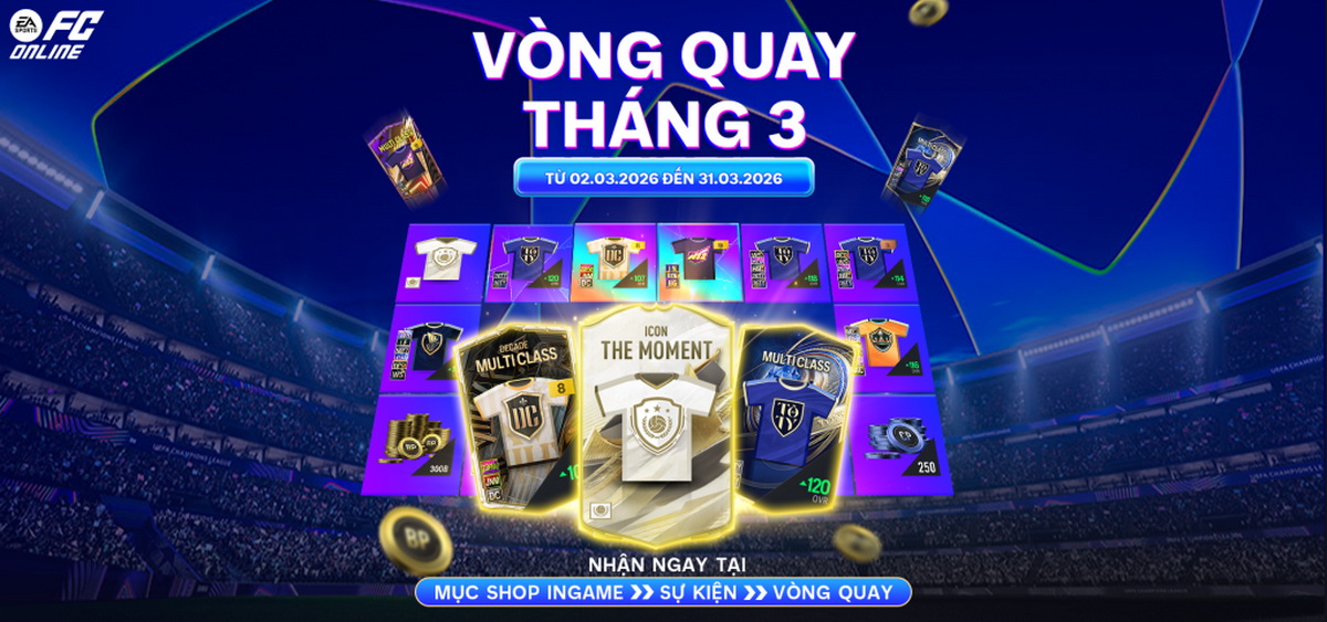 FC Online cải tiến Vòng Quay May Mắn tháng 3/2026 đẳng cấp hơn