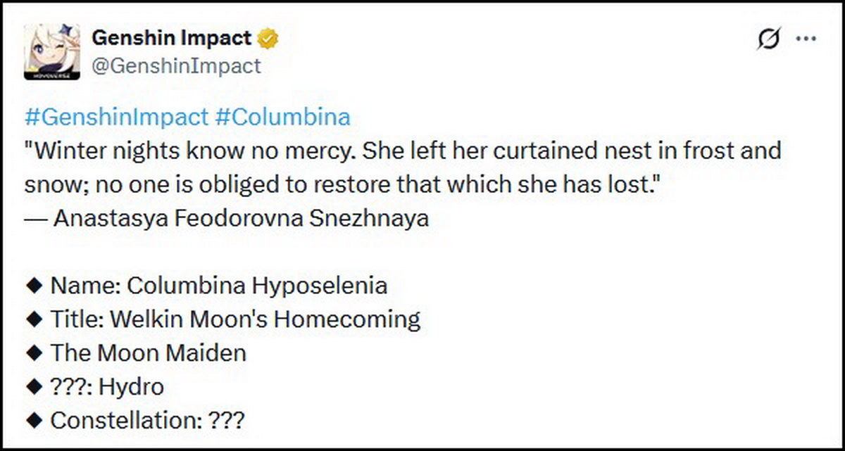 Genshin Impact: Tên thật của Tsaritsa đã được tiết lộ sau hơn 5 năm chờ đợi?