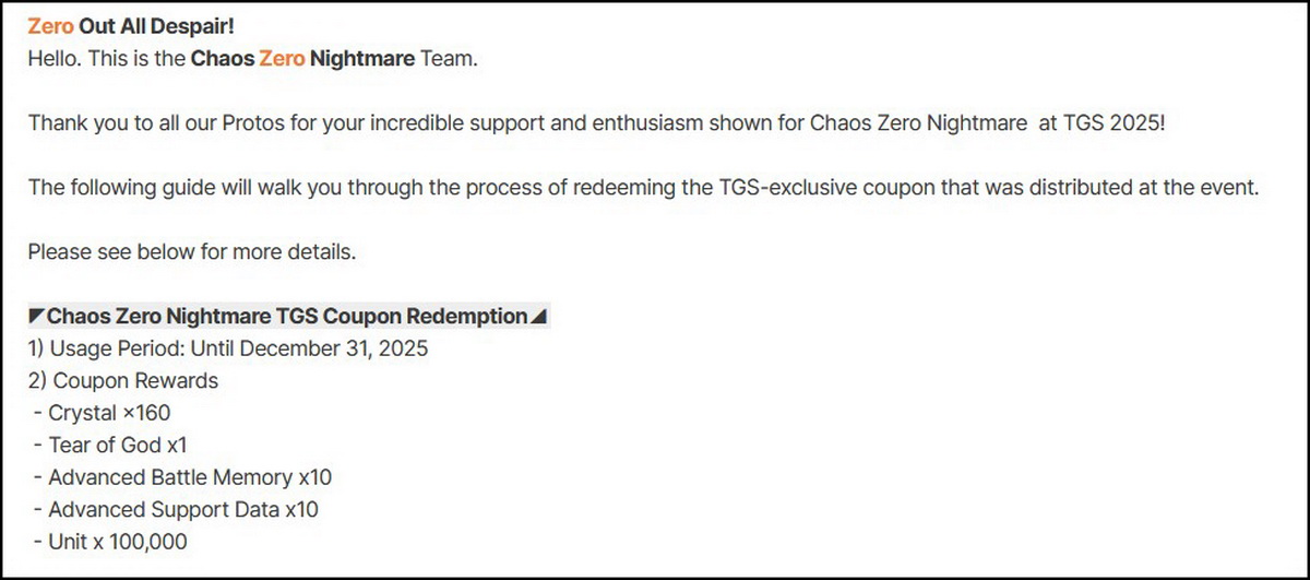 Tổng hợp giftcode Chaos Zero Nightmare và cách đổi