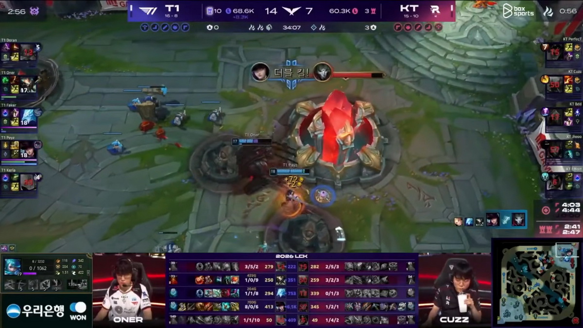 LCK 2026: T1 giành chiến thắng 2-1 trước KT Rolster Round 3-4