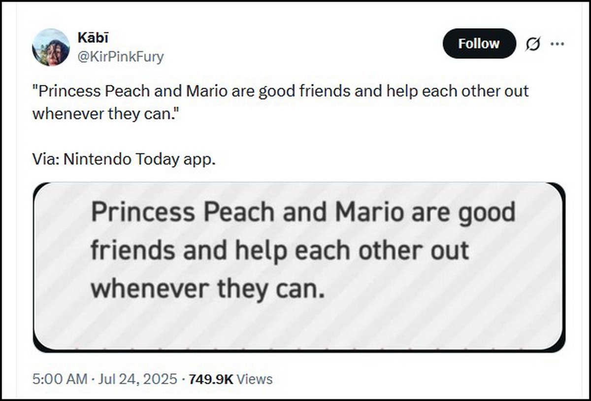 Mario dành 30 năm cuộc đời để cứu công chúa Peach, nhưng cả hai chỉ là bạn!