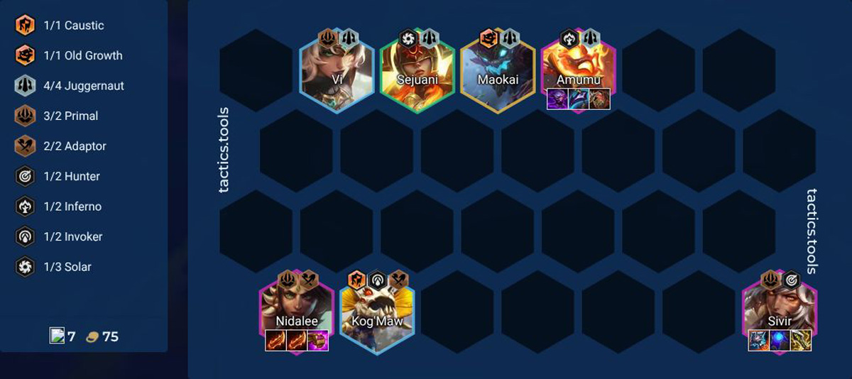 Đội hình Sivir Chùy Bạch Ngân nguyên sinh ĐTCL mùa 18