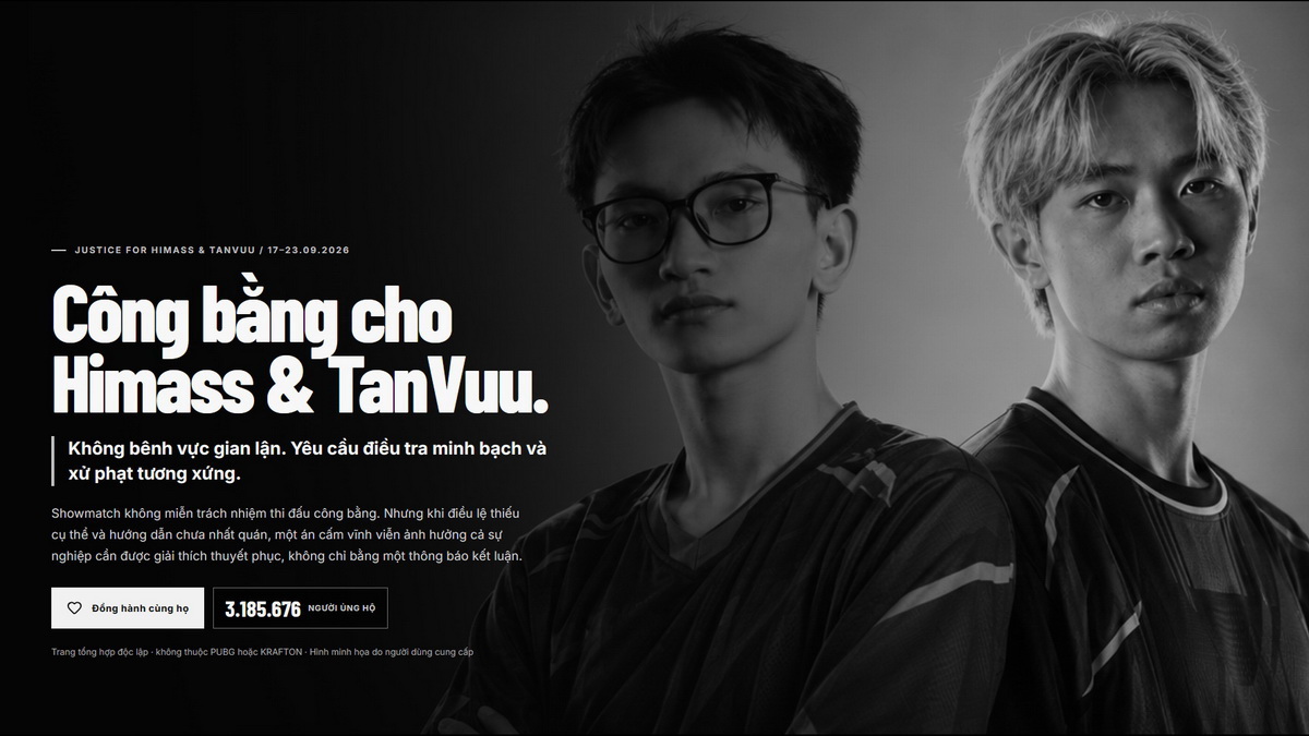 3.2 triệu game thủ đòi công bằng cho Himass + TanVuu trong drama PUBG
