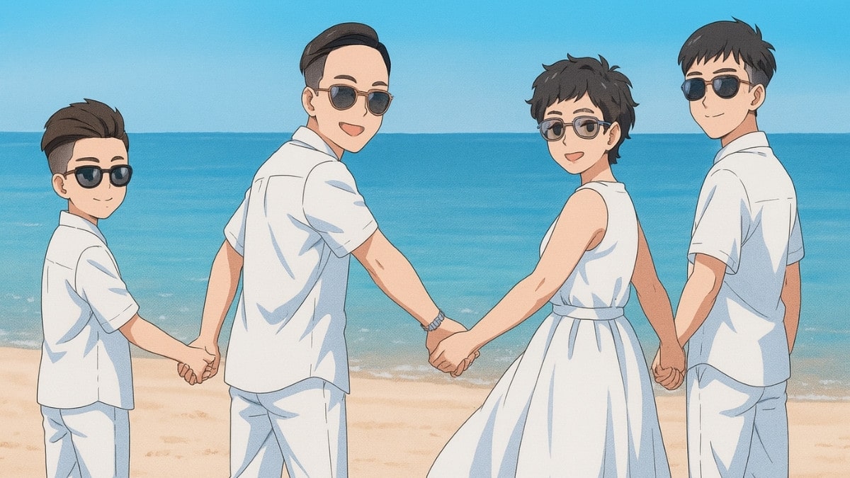 Hình ảnh gia đình anime ấm áp