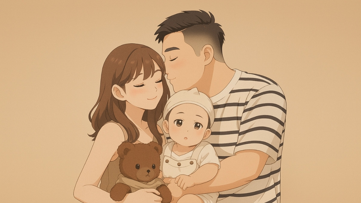 Hình ảnh gia đình anime vui vẻ