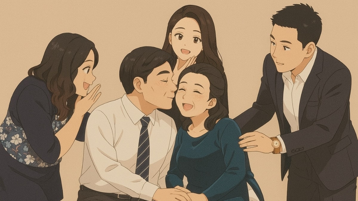 Hình ảnh gia đình anime tràn đầy yêu thương