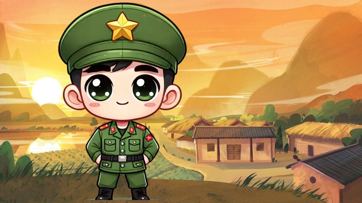 Hình ảnh Việt Nam chibi về chú bộ đội đội 