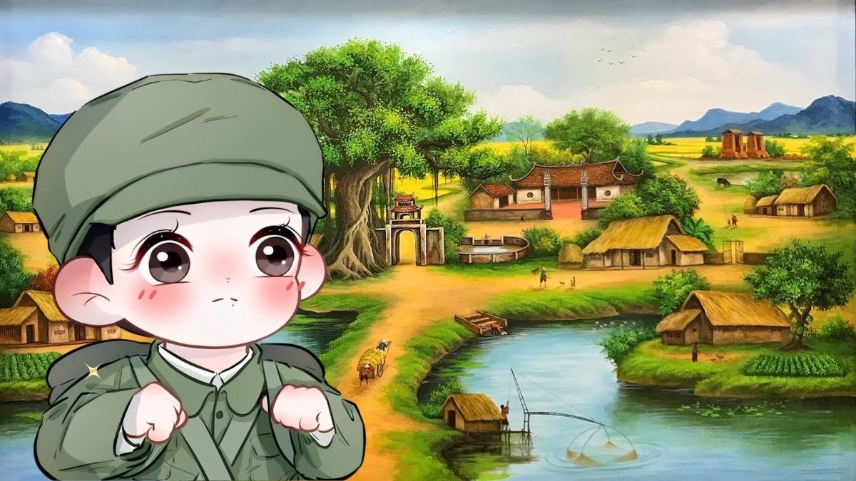 Hình ảnh Việt Nam chibi về chú bộ đội đứng gác 