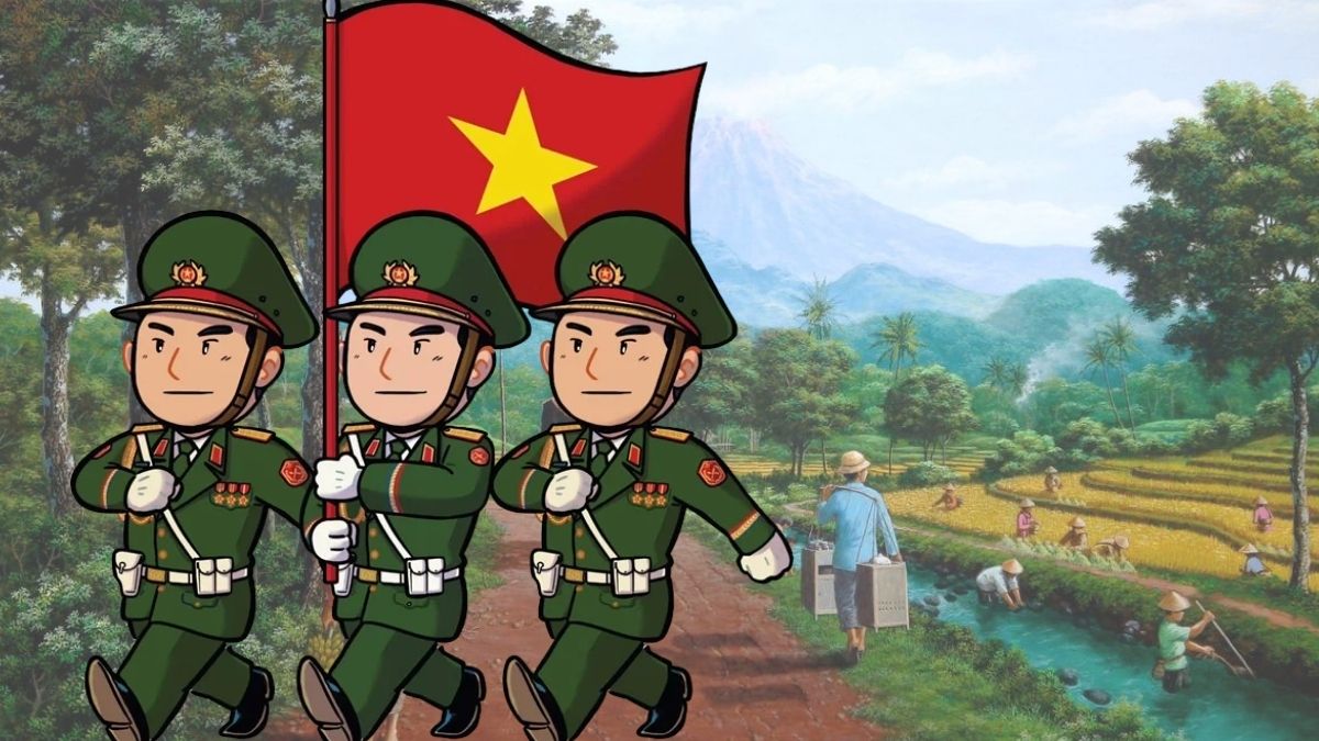 Hình ảnh Việt Nam chibi về chú bộ đội hành quân
