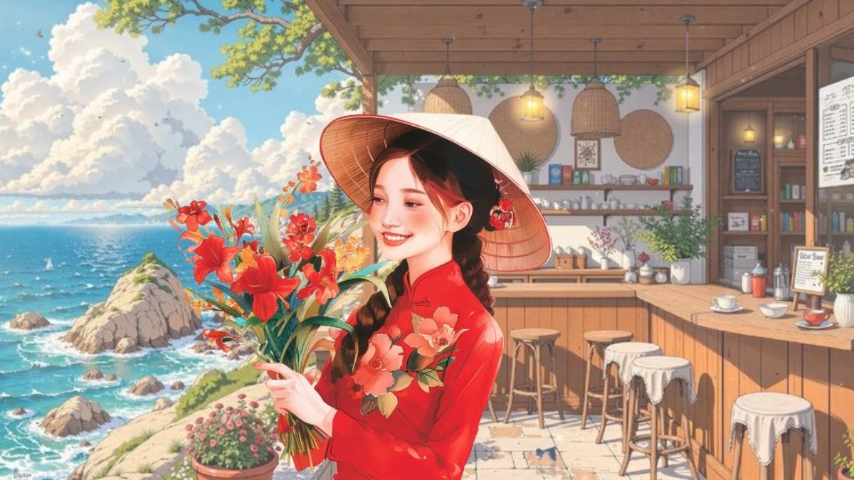 Hình ảnh Việt Nam chibi cờ đỏ sao vàng rực rỡ