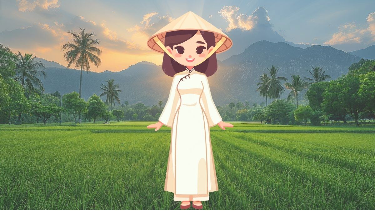Hình ảnh cô gái Việt Nam chibi đội nó