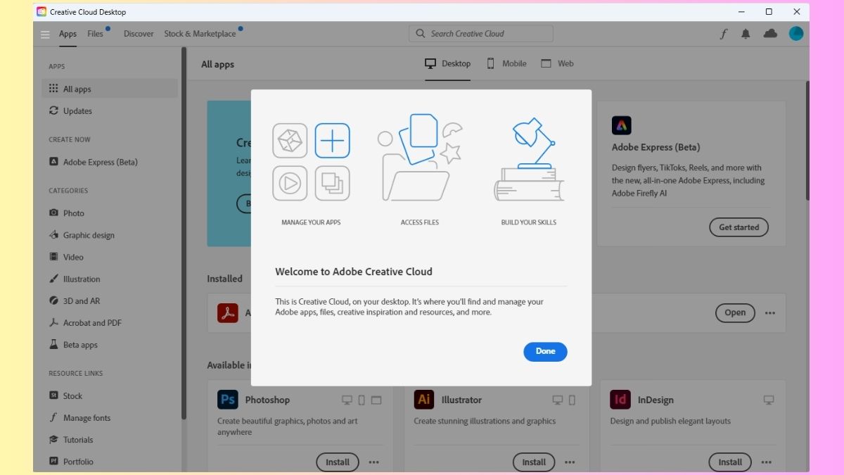 Cách tải Adobe Creative Cloud đơn giản - bước 4