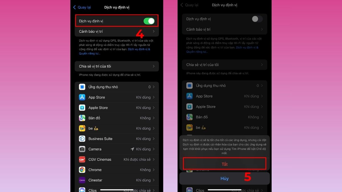Cách khôi phục dung lượng tối đa pin iPhone bằng cách tắt định vị không dùng - bước 2