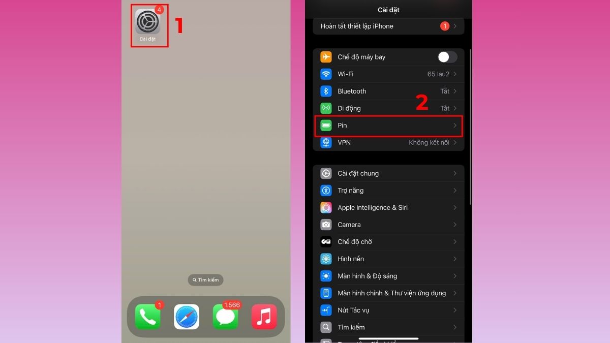 Cách khôi phục dung lượng tối đa pin iPhone bằng cách dùng chế độ nguồn điện thấp - bước 1