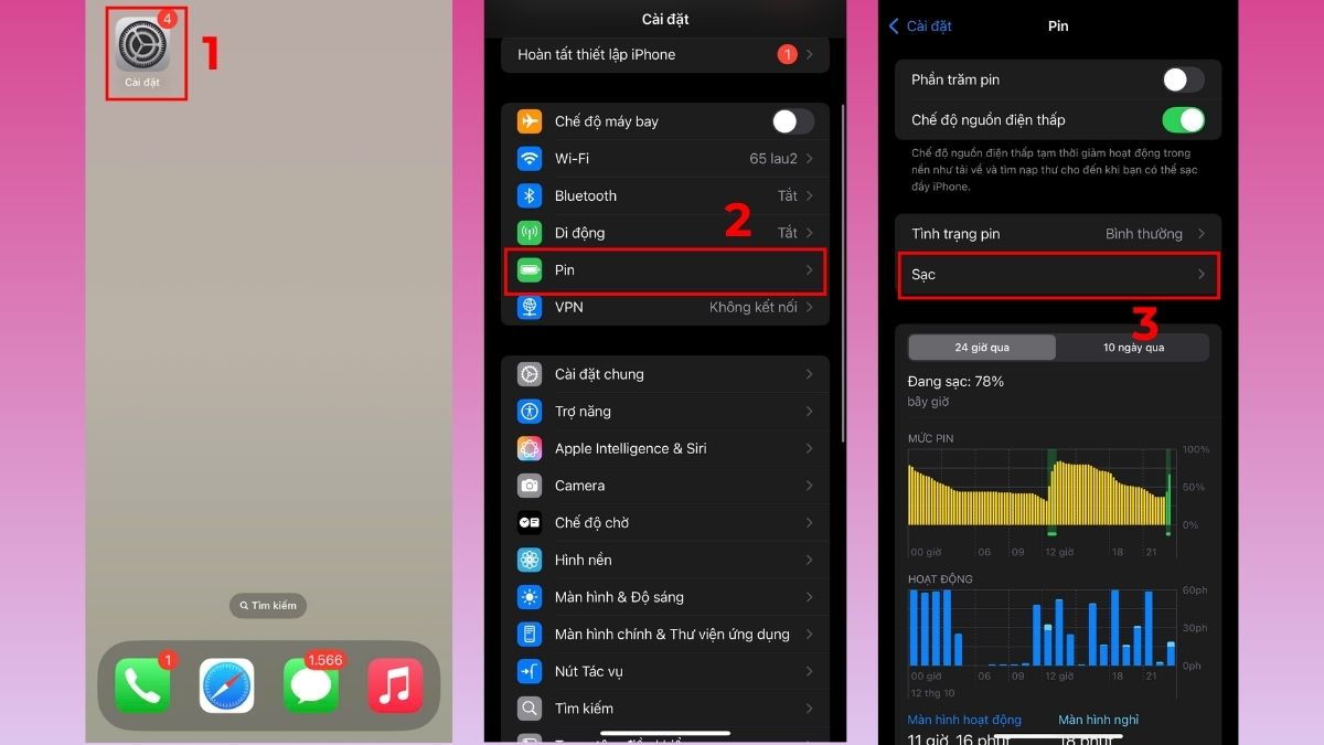 Cách khôi phục dung lượng tối đa pin iPhone bằng cách bật tối ưu sạc pin - bước 1
