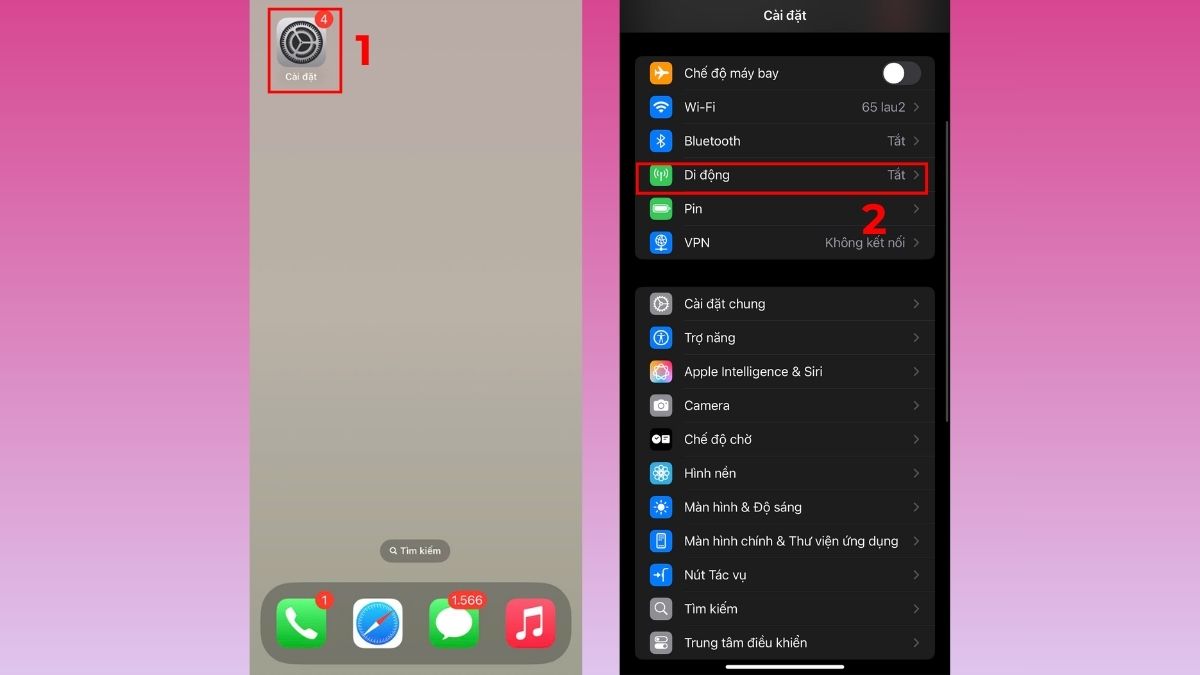 Cách khôi phục dung lượng tối đa pin iPhone bằng cách tắt dữ liệu mạng không dùng- bước 1