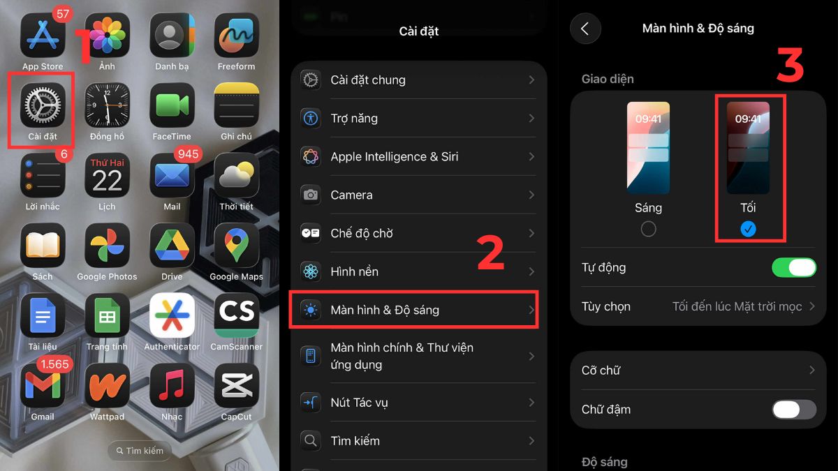 Cách tiết kiệm pin iPhone 13 - Sử dụng chế độ Dark Mode